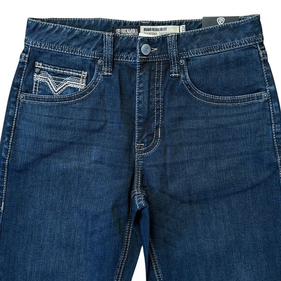 NEW Rock & Roll Denim Men's Bravo High Rise Tapered Bootcut Jeans (32x34) - Picture 3 of 9